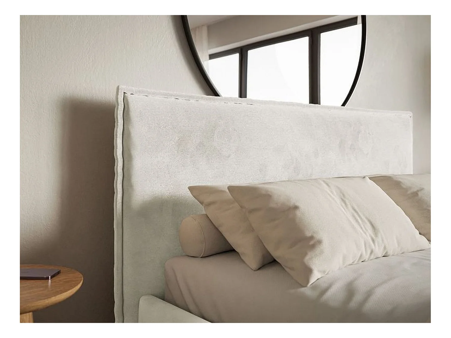 Lit tapissé 180×200- velours - grège - SOFTIE SLIM