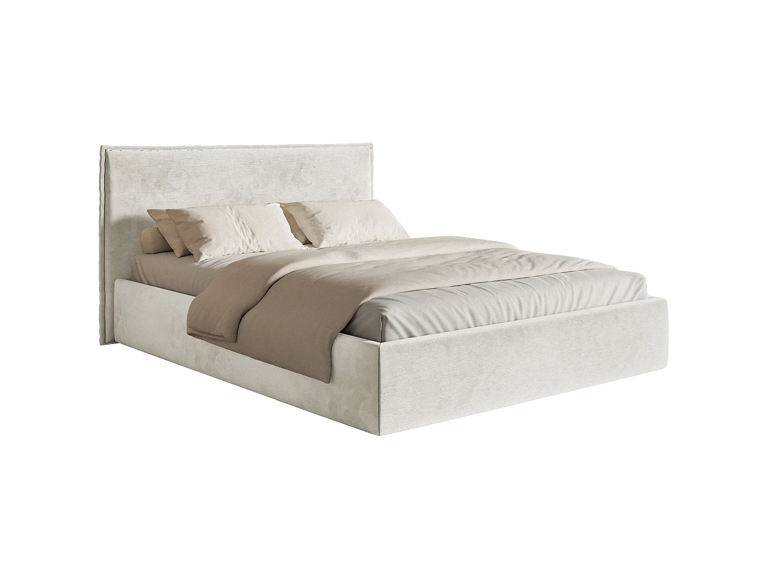 Gestoffeerd bed – 180x200 cm – greige – waterafstotende velours – SOFTIE SLIM