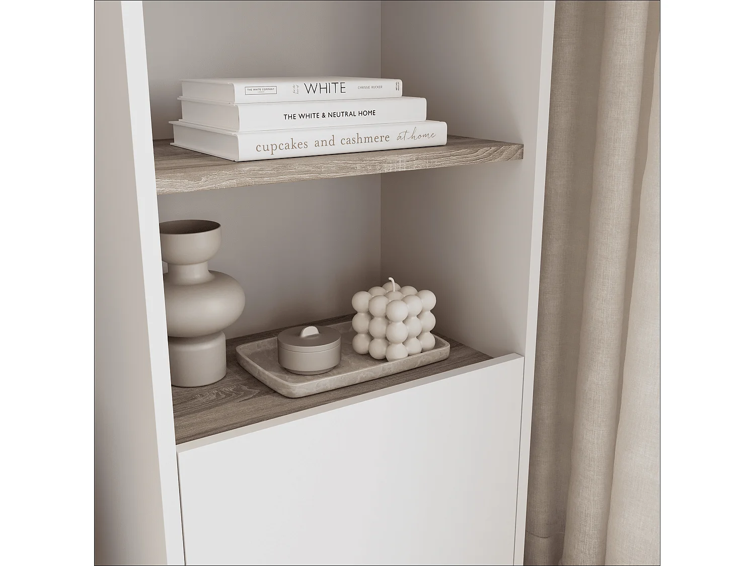 Étagère 50 x 35 x 173 cm - Étagère sur pied avec compartiments ouverts et portes - Bibliothèque - Pieds en métal - Plaque Egger - Salon ou bureau - Mat