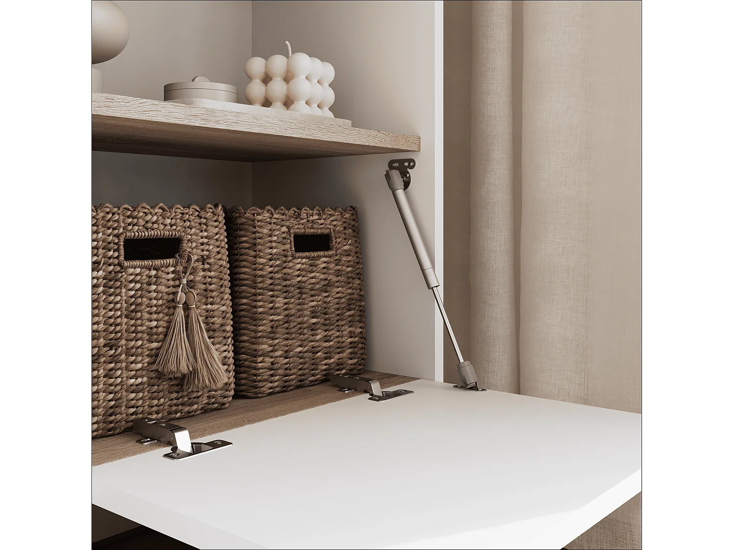 Étagère 50 x 35 x 173 cm - Étagère sur pied avec compartiments ouverts et portes - Bibliothèque - Pieds en métal - Plaque Egger - Salon ou bureau - Mat