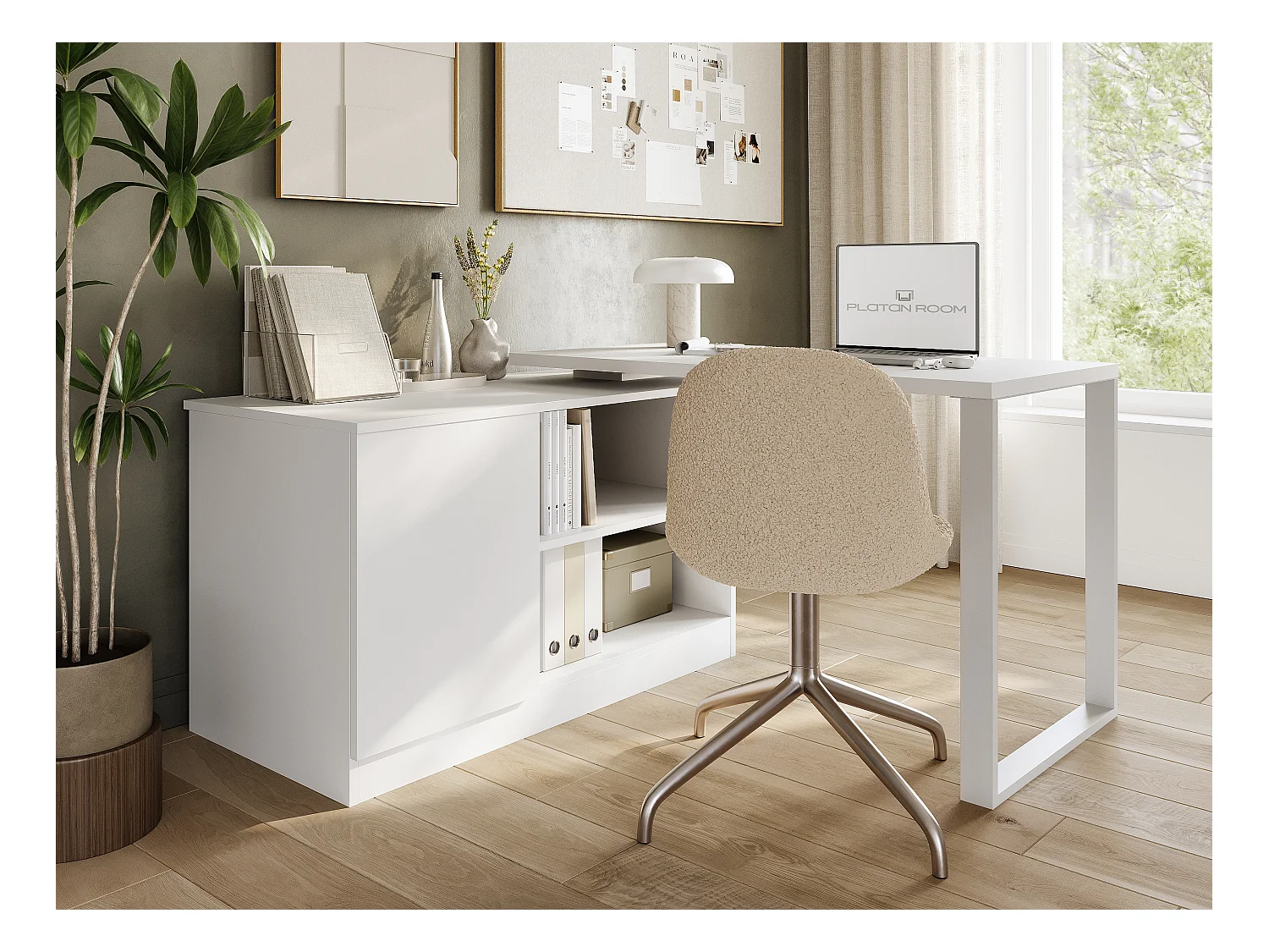 Bureau pivotant 360 RIO Table multifonction 3-en-1 – commode, bureau d’angle et plateau de travail extensible avec rotation à 360°