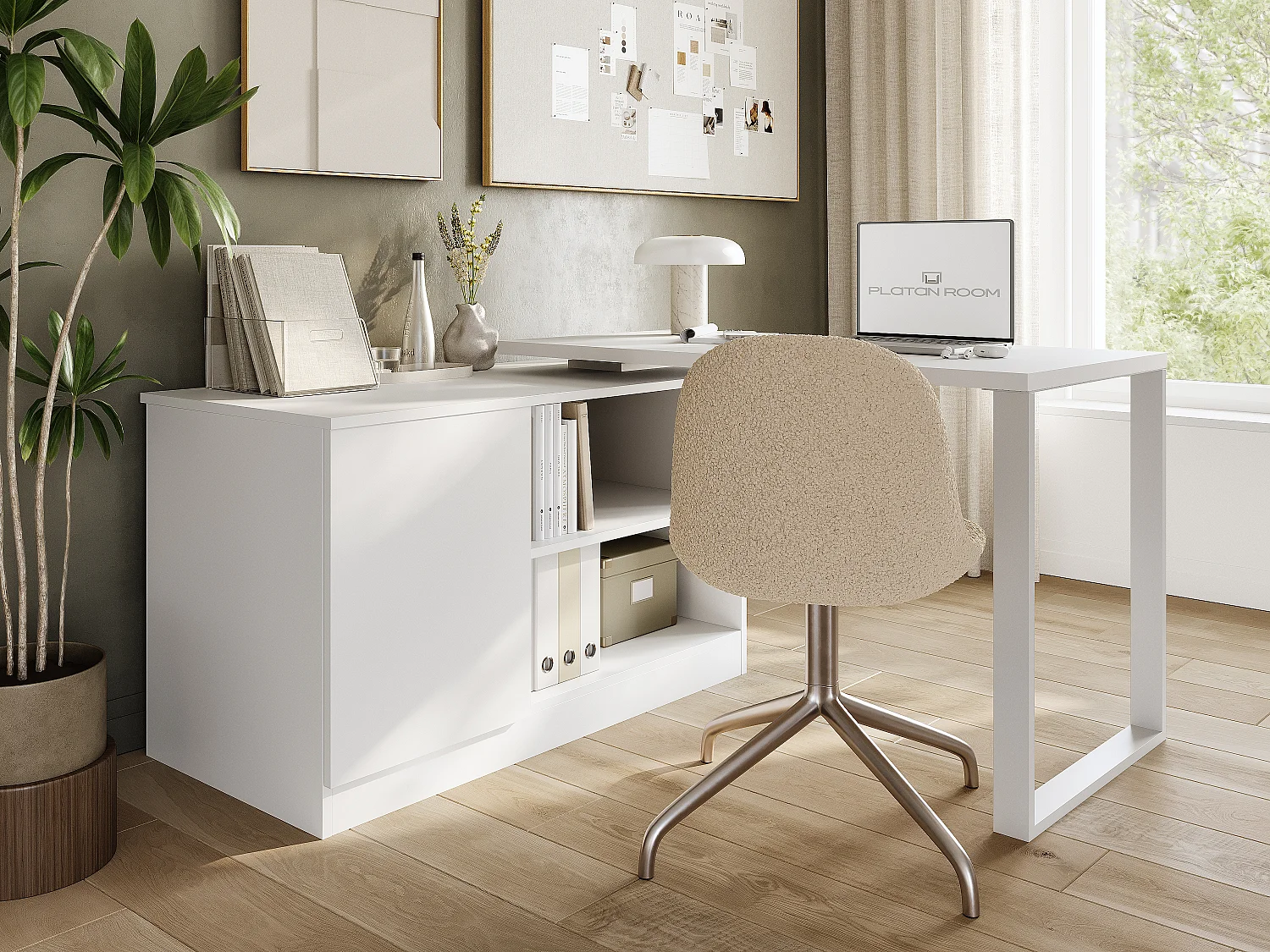 Bureau pivotant 360 RIO Table multifonction 3-en-1 – commode, bureau d’angle et plateau de travail extensible avec rotation à 360°