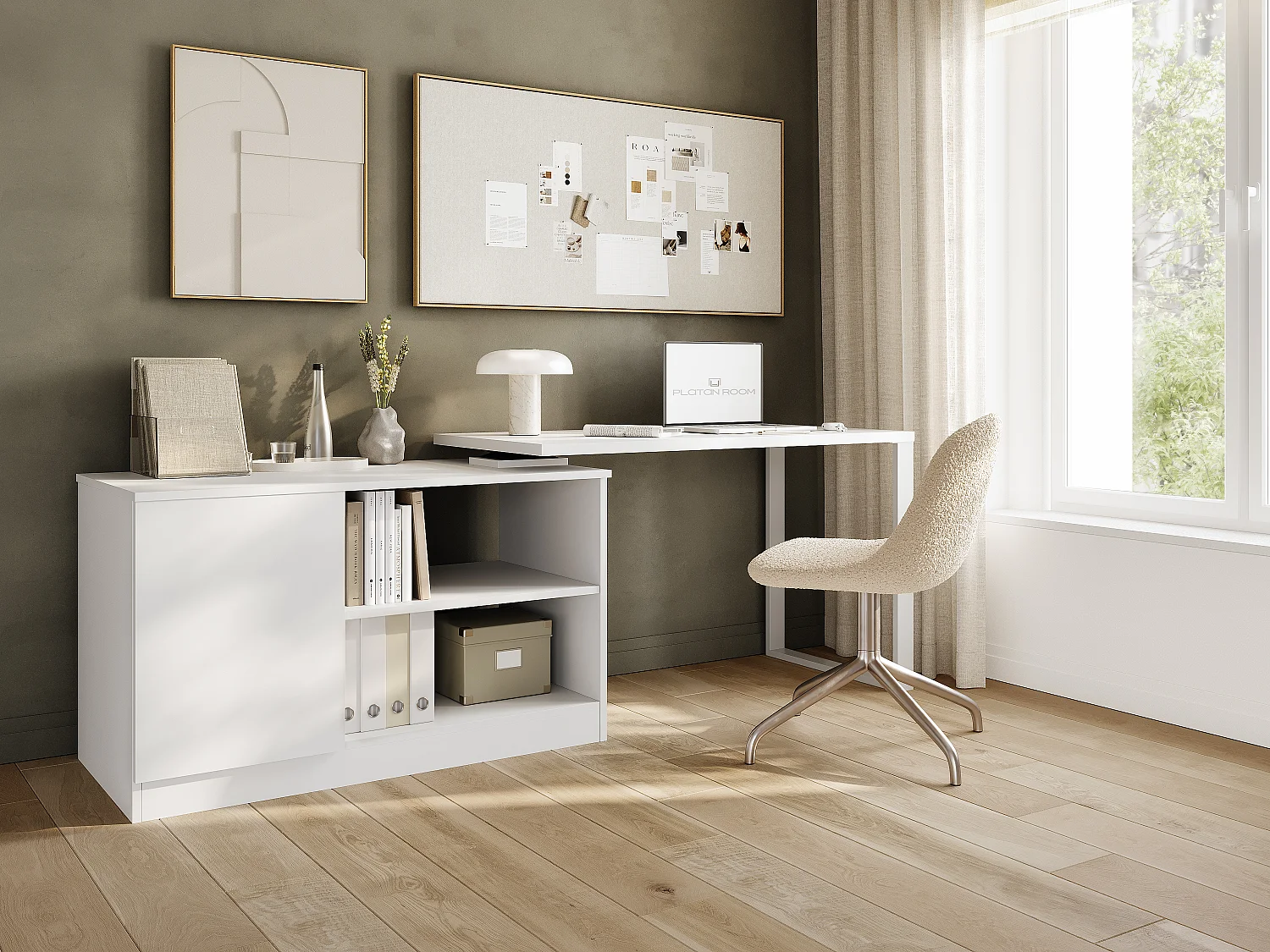 Bureau pivotant 360 RIO Table multifonction 3-en-1 – commode, bureau d’angle et plateau de travail extensible avec rotation à 360°