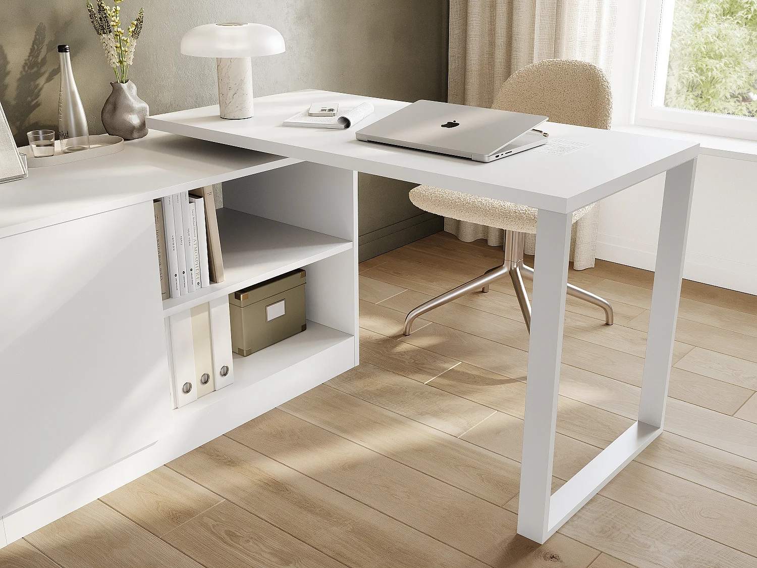 Bureau pivotant 360 RIO Table multifonction 3-en-1 – commode, bureau d’angle et plateau de travail extensible avec rotation à 360°