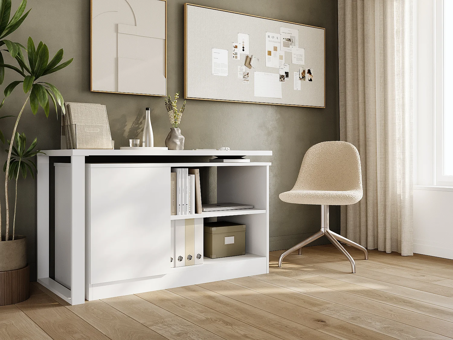 Bureau pivotant 360 RIO Table multifonction 3-en-1 – commode, bureau d’angle et plateau de travail extensible avec rotation à 360°