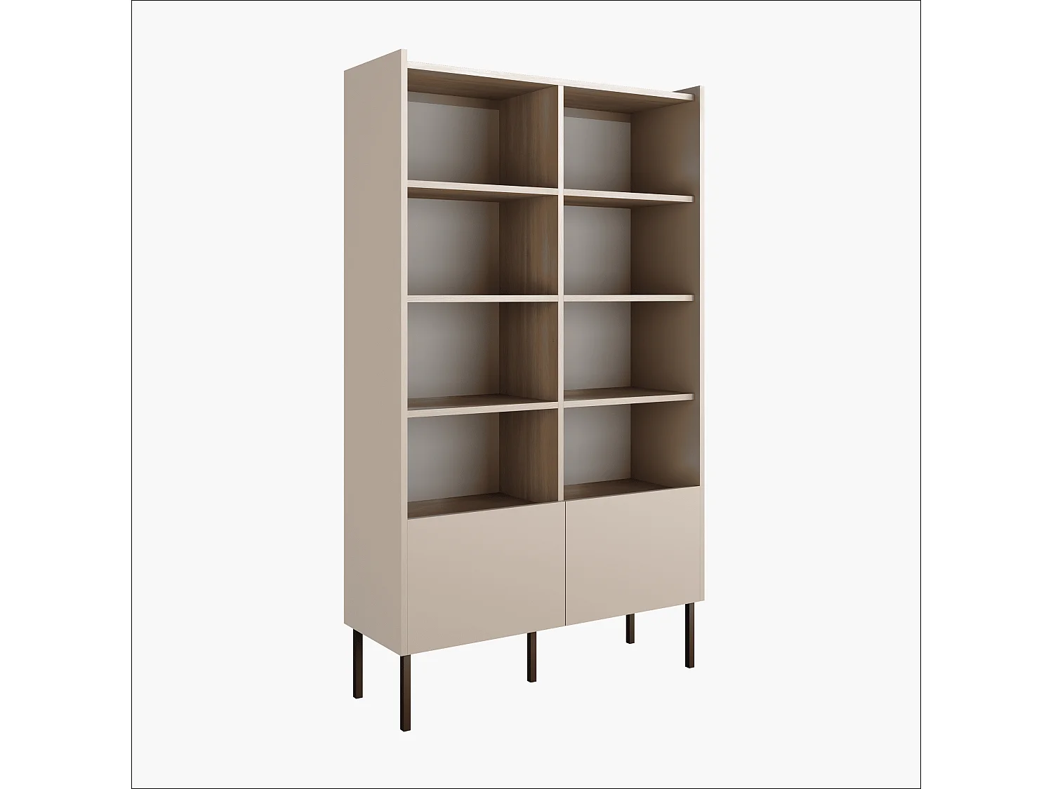 Étagère 100 x 35 x 173 cm - Étagère sur pied avec compartiments ouverts et portes - Bibliothèque avec pieds en métal - Plaque Egger - Pour salon, bureau - Mat
