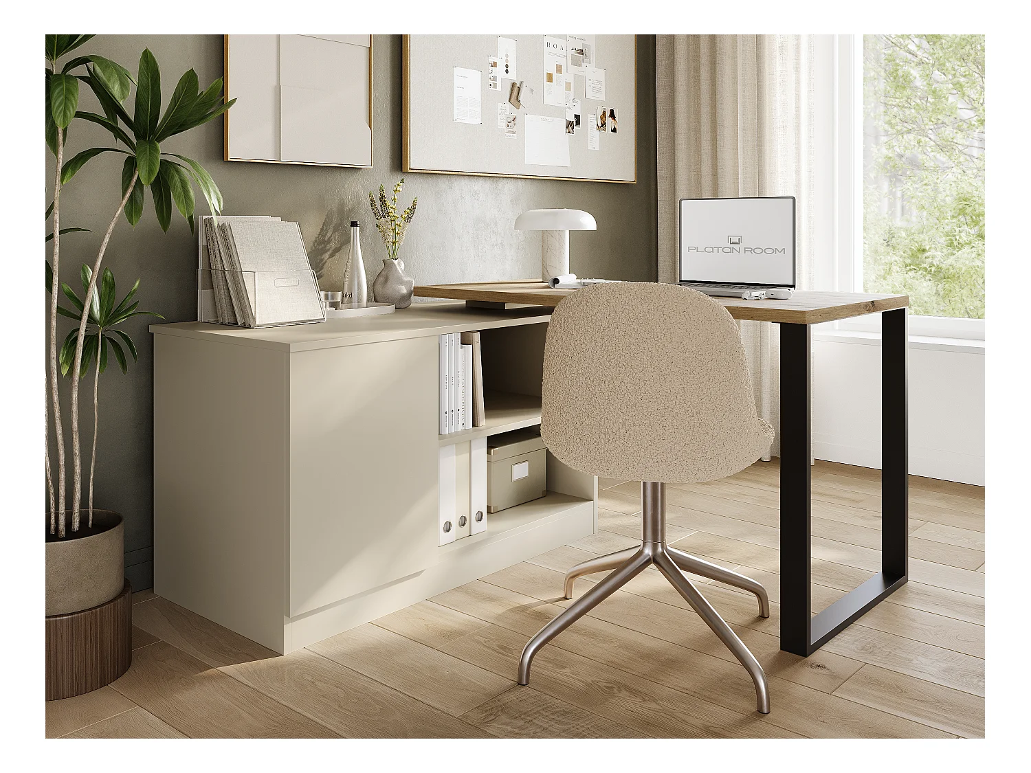 Bureau pivotant 360 RIO Table multifonction 3-en-1 – commode, bureau d’angle et plateau de travail extensible avec rotation à 360°