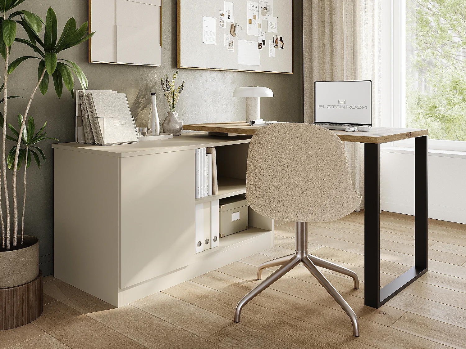 Bureau pivotant 360 RIO Table multifonction 3-en-1 – commode, bureau d’angle et plateau de travail extensible avec rotation à 360°