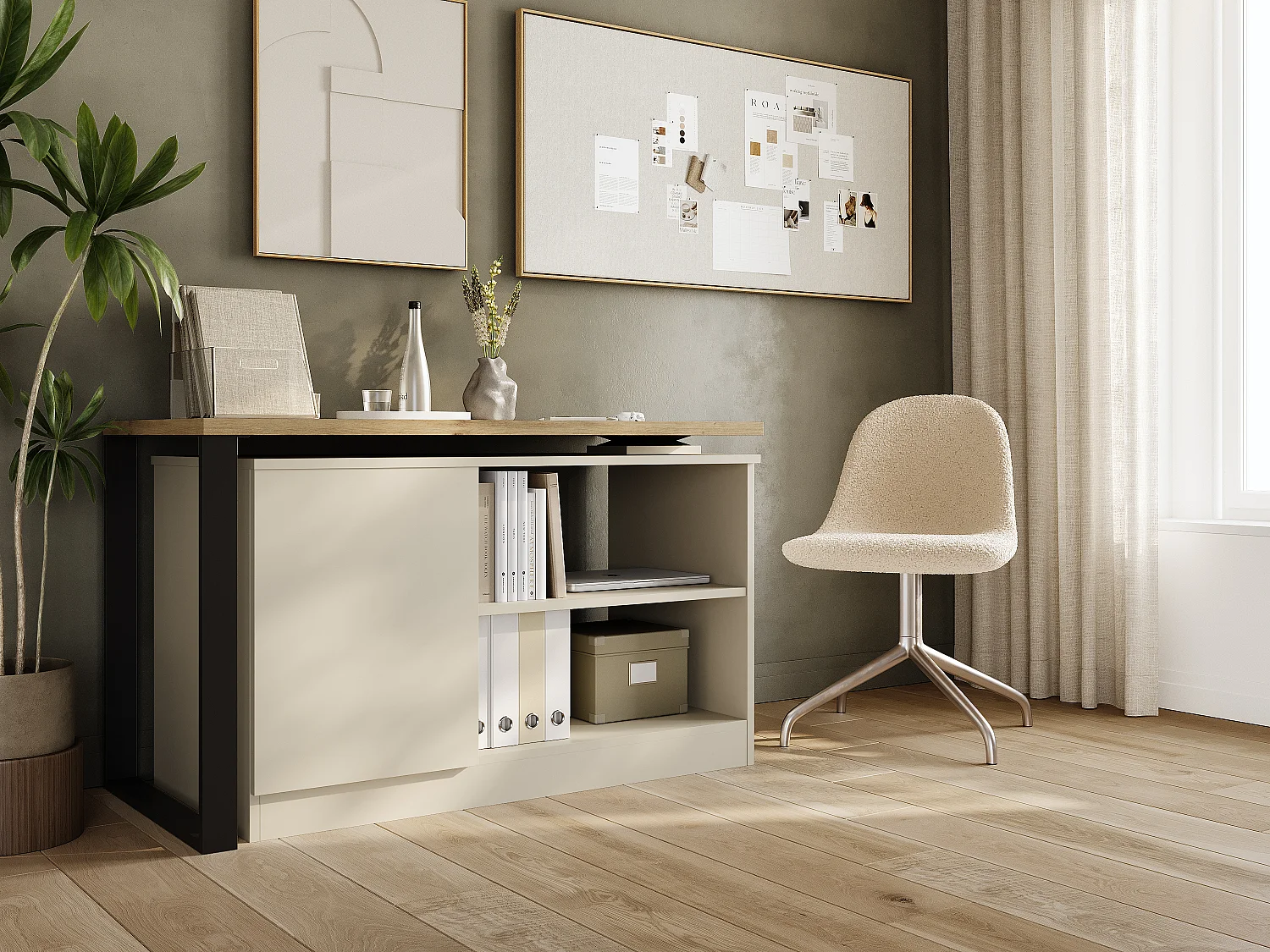 Bureau pivotant 360 RIO Table multifonction 3-en-1 – commode, bureau d’angle et plateau de travail extensible avec rotation à 360°