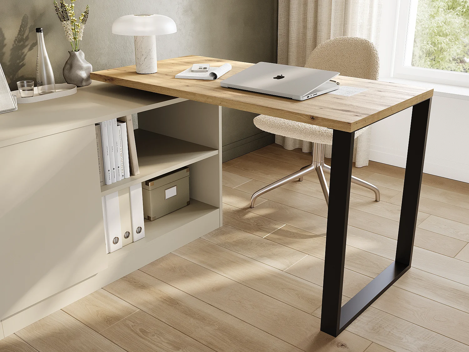 Bureau pivotant 360 RIO Table multifonction 3-en-1 – commode, bureau d’angle et plateau de travail extensible avec rotation à 360°