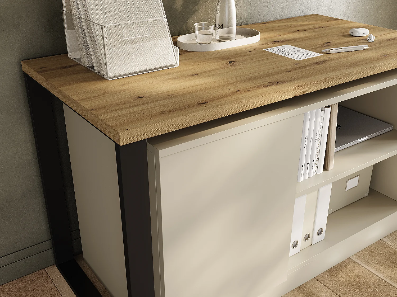 Bureau pivotant 360 RIO Table multifonction 3-en-1 – commode, bureau d’angle et plateau de travail extensible avec rotation à 360°