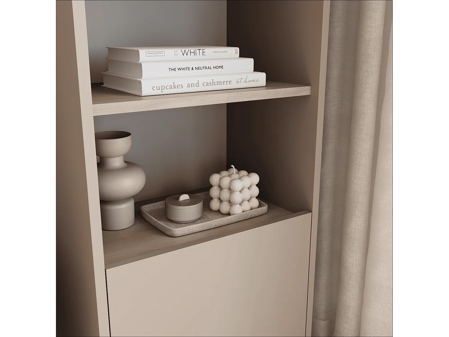 Étagère 50 x 35 x 173 cm - Étagère sur pied avec compartiments ouverts et portes - Bibliothèque - Pieds en métal - Plaque Egger - Salon ou bureau - Mat