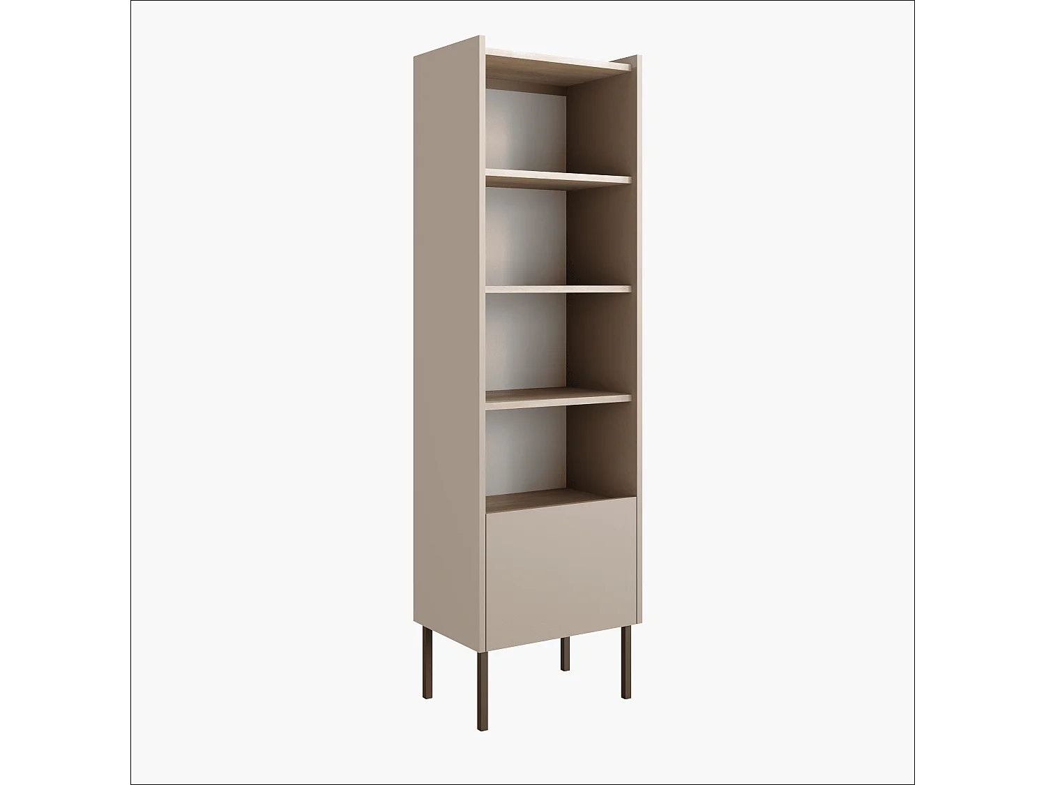 Étagère 50 x 35 x 173 cm - Étagère sur pied avec compartiments ouverts et portes - Bibliothèque - Pieds en métal - Plaque Egger - Salon ou bureau - Mat
