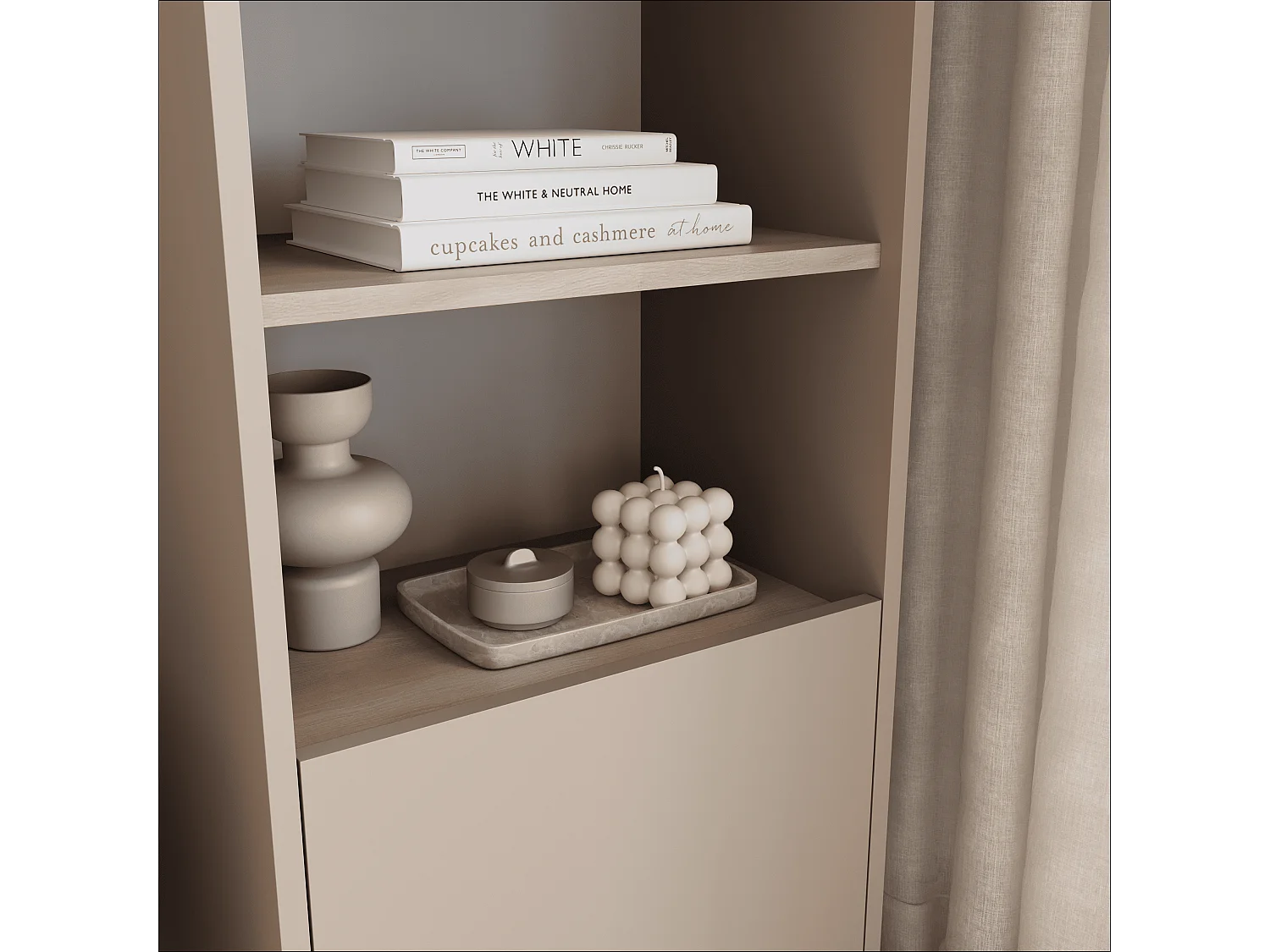 Étagère 50 x 35 x 173 cm - Étagère sur pied avec compartiments ouverts et portes - Bibliothèque - Pieds en métal - Plaque Egger - Salon ou bureau - Mat