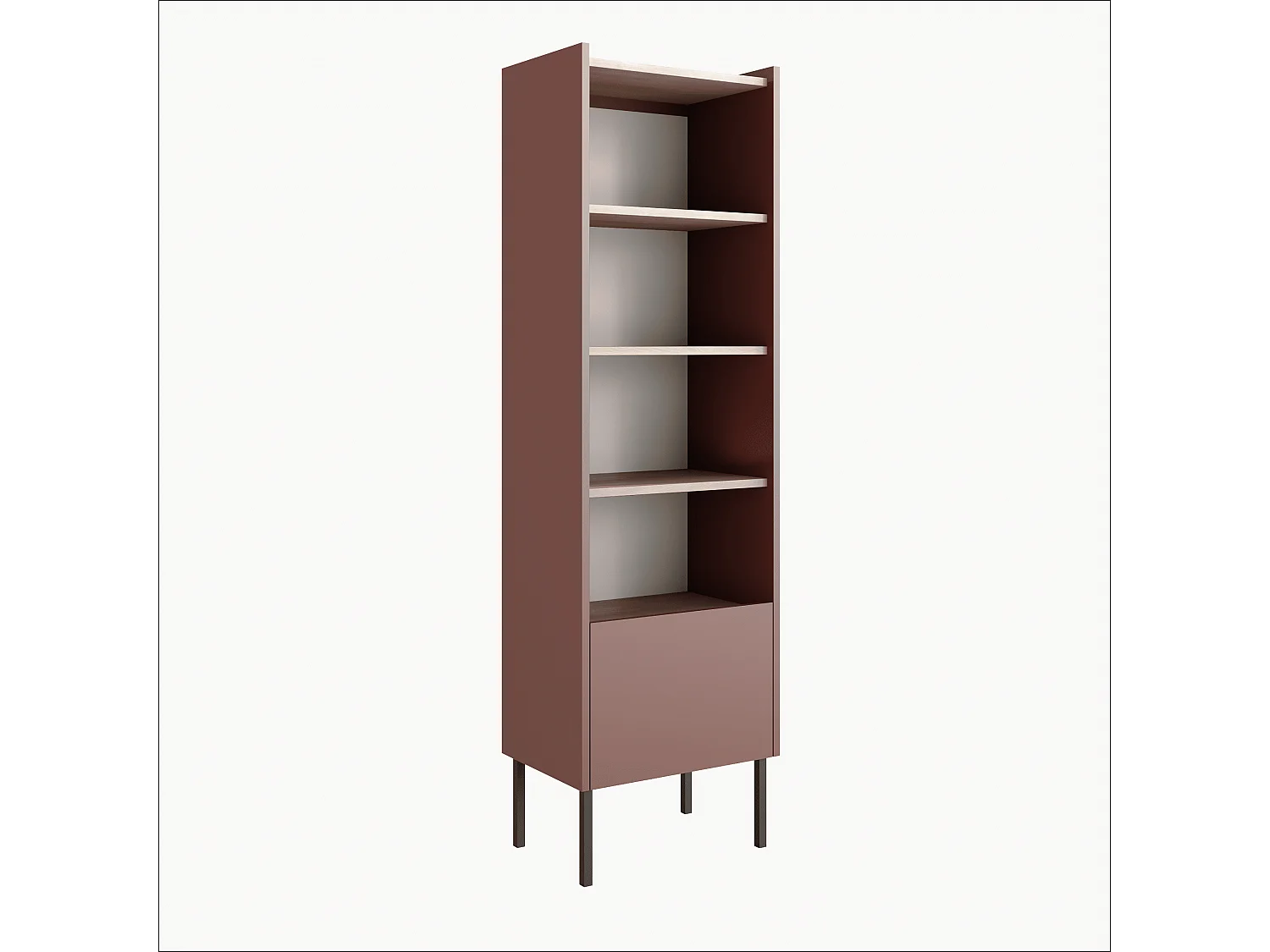 Boekenkast 50 x 35 x 173 cm - Staande kast met open vakken en deuren - Boekenkast - Metalen poten - Egger plaat - Woonkamer of kantoor - Mat