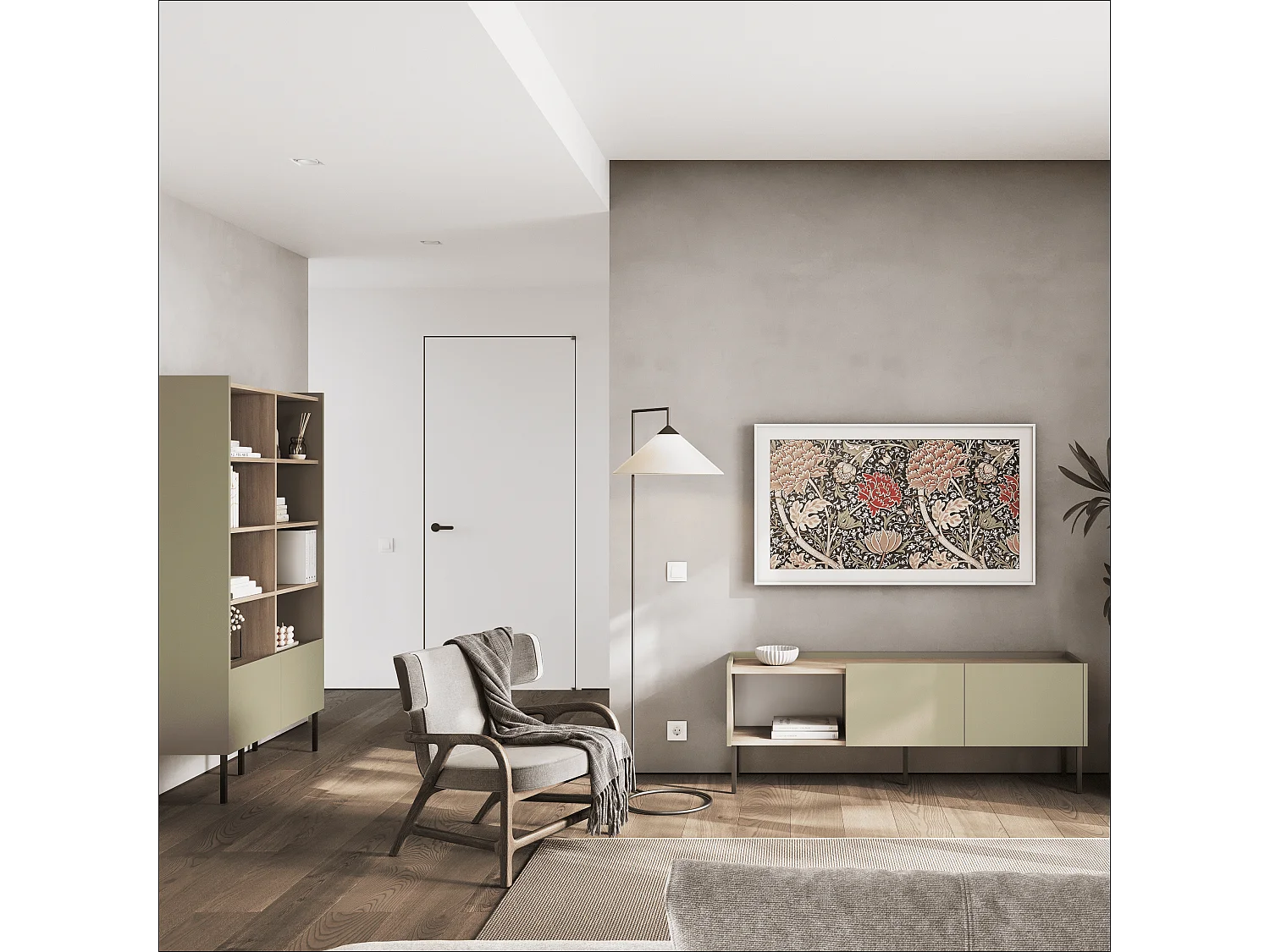 Regał 100 x 35 x 173 cm - Regał stojący z otwartymi półkami i drzwiami - Biblioteczka - Metalowe nogi - Płyta Egger - Salon lub biuro - Mat