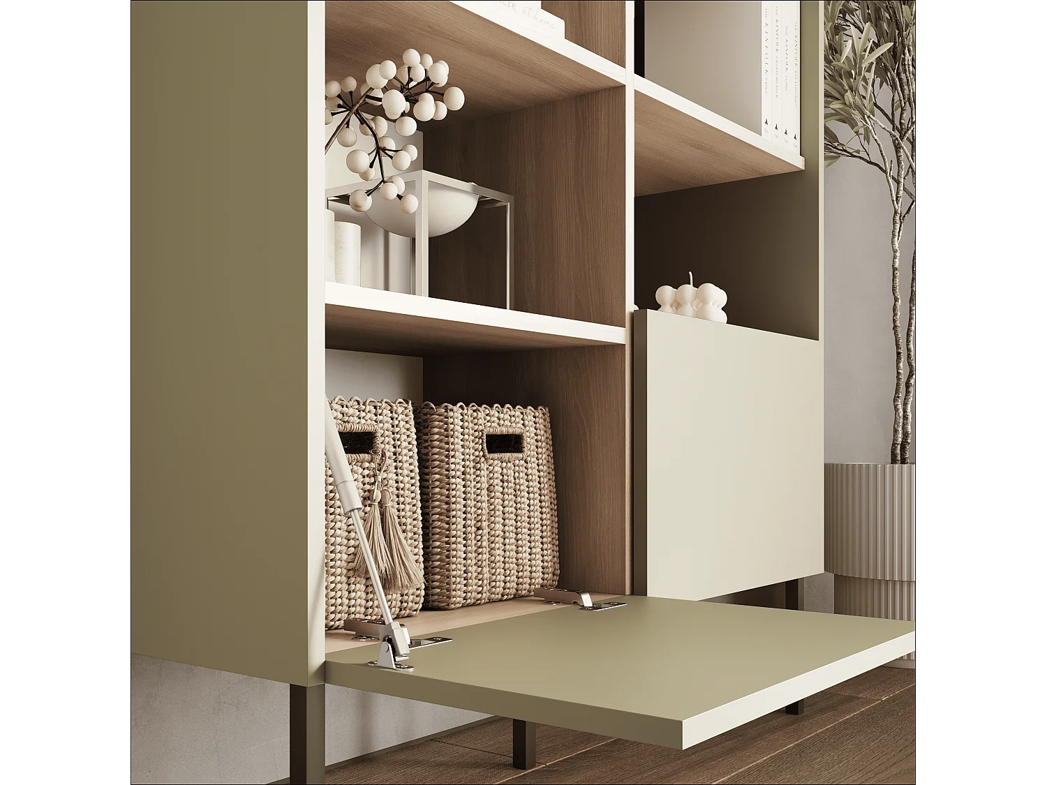 Regał 100 x 35 x 173 cm - Regał stojący z otwartymi półkami i drzwiami - Biblioteczka - Metalowe nogi - Płyta Egger - Salon lub biuro - Mat