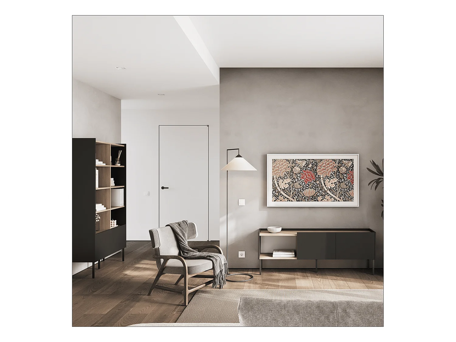 Estantería 100 x 35 x 173 cm - Estantería de pie con compartimentos abiertos y puertas - Librería - Patas de metal - Panel Egger - Salón u oficina - Mate