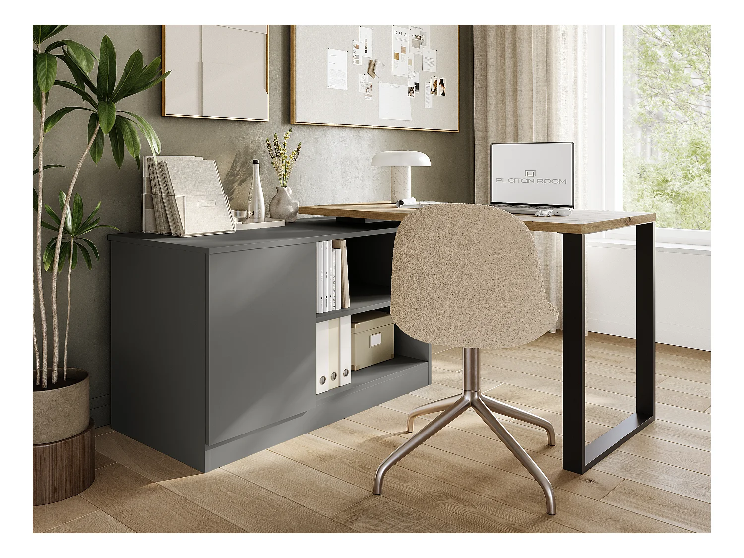 Bureau pivotant 360 RIO Table multifonction 3-en-1 – commode, bureau d’angle et plateau de travail extensible avec rotation à 360°