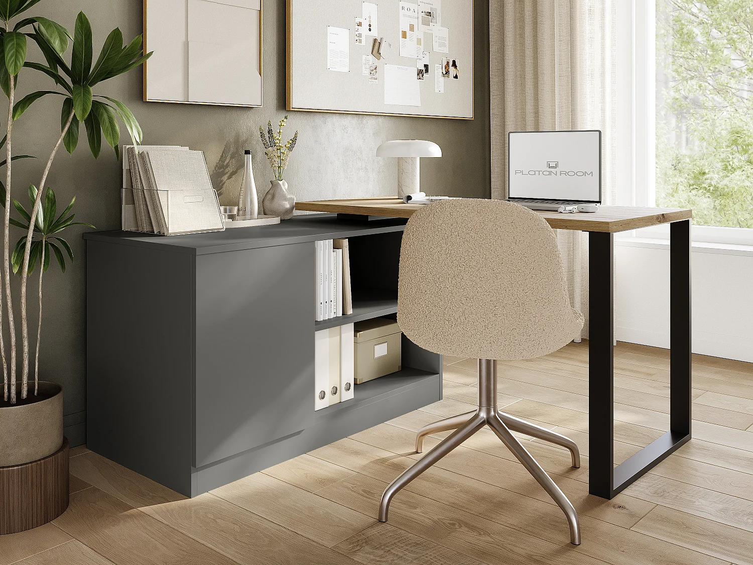 Escritorio giratorio 360° RIO – Mesa multifuncional 3 en 1: cómoda, escritorio en esquina y superficie de trabajo extensible con rotación de 360°