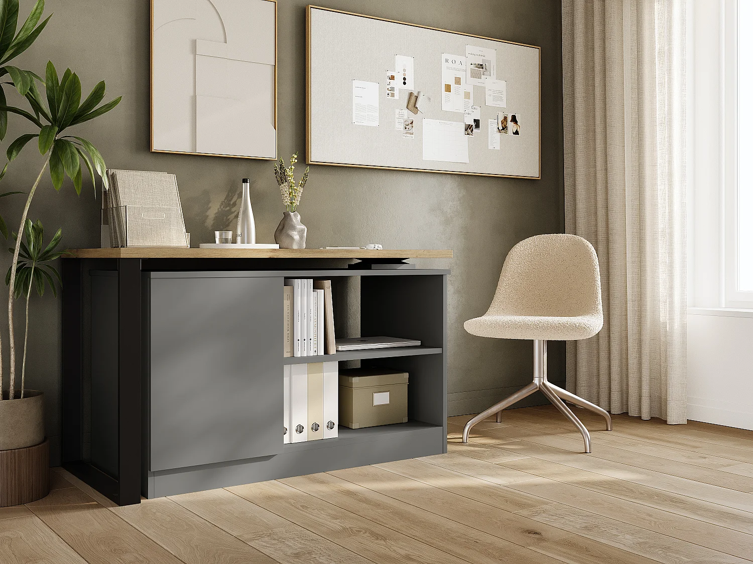 Escritorio giratorio 360° RIO – Mesa multifuncional 3 en 1: cómoda, escritorio en esquina y superficie de trabajo extensible con rotación de 360°