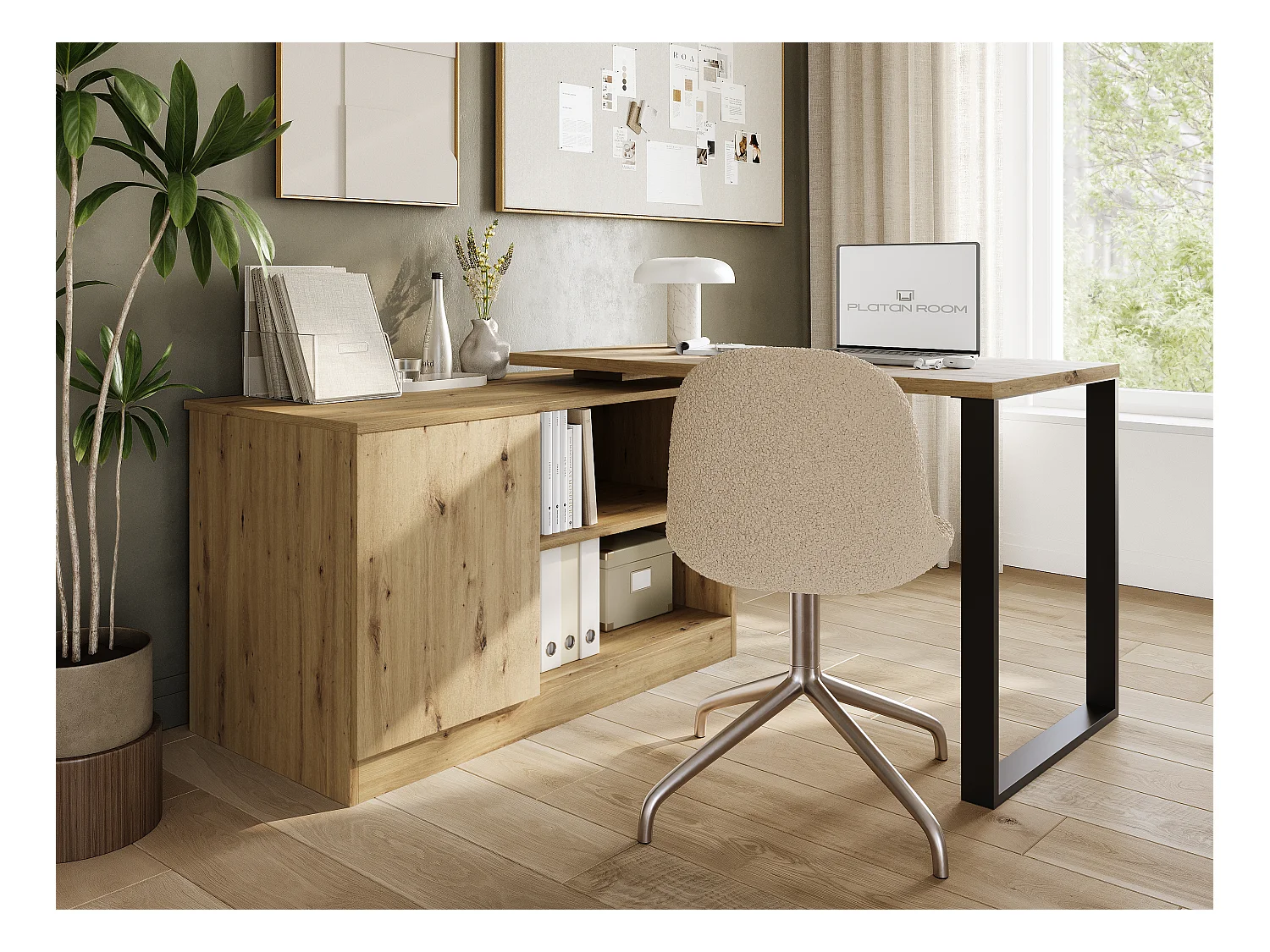 Bureau pivotant 360 RIO Table multifonction 3-en-1 – commode, bureau d’angle et plateau de travail extensible avec rotation à 360°