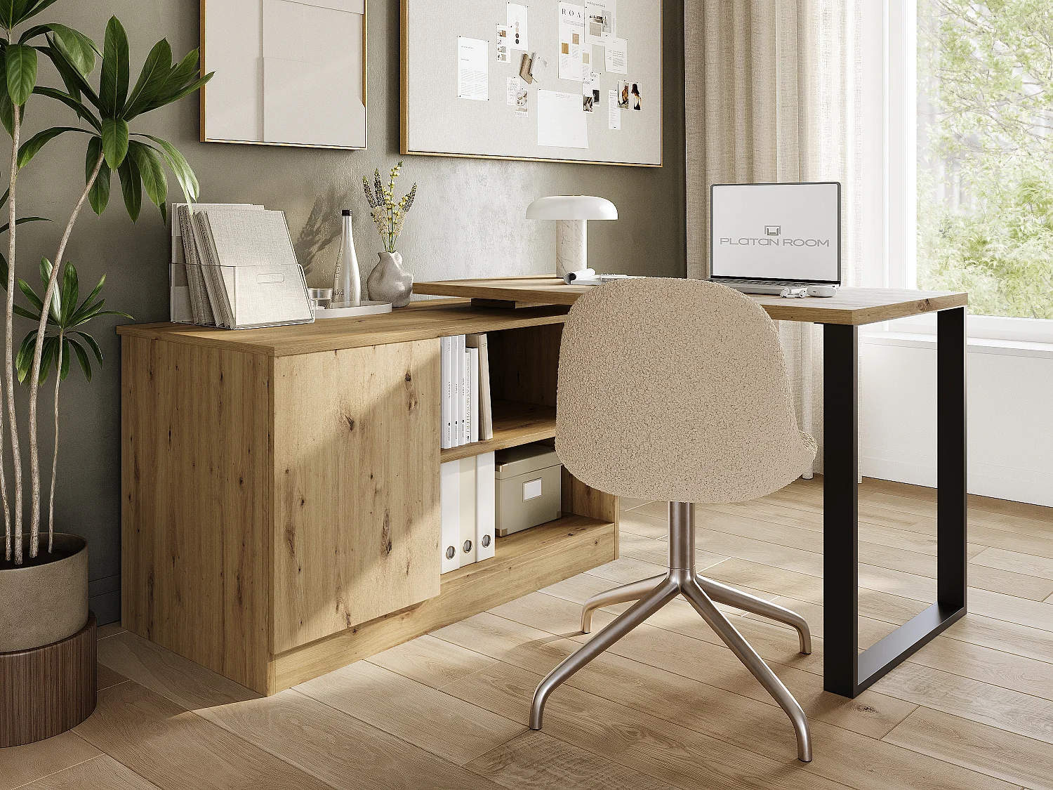 Bureau 360° draaibaar RIO – Multifunctionele 3-in-1 tafel: commode, hoekbureau en uitschuifbaar werkblad met 360° rotatie