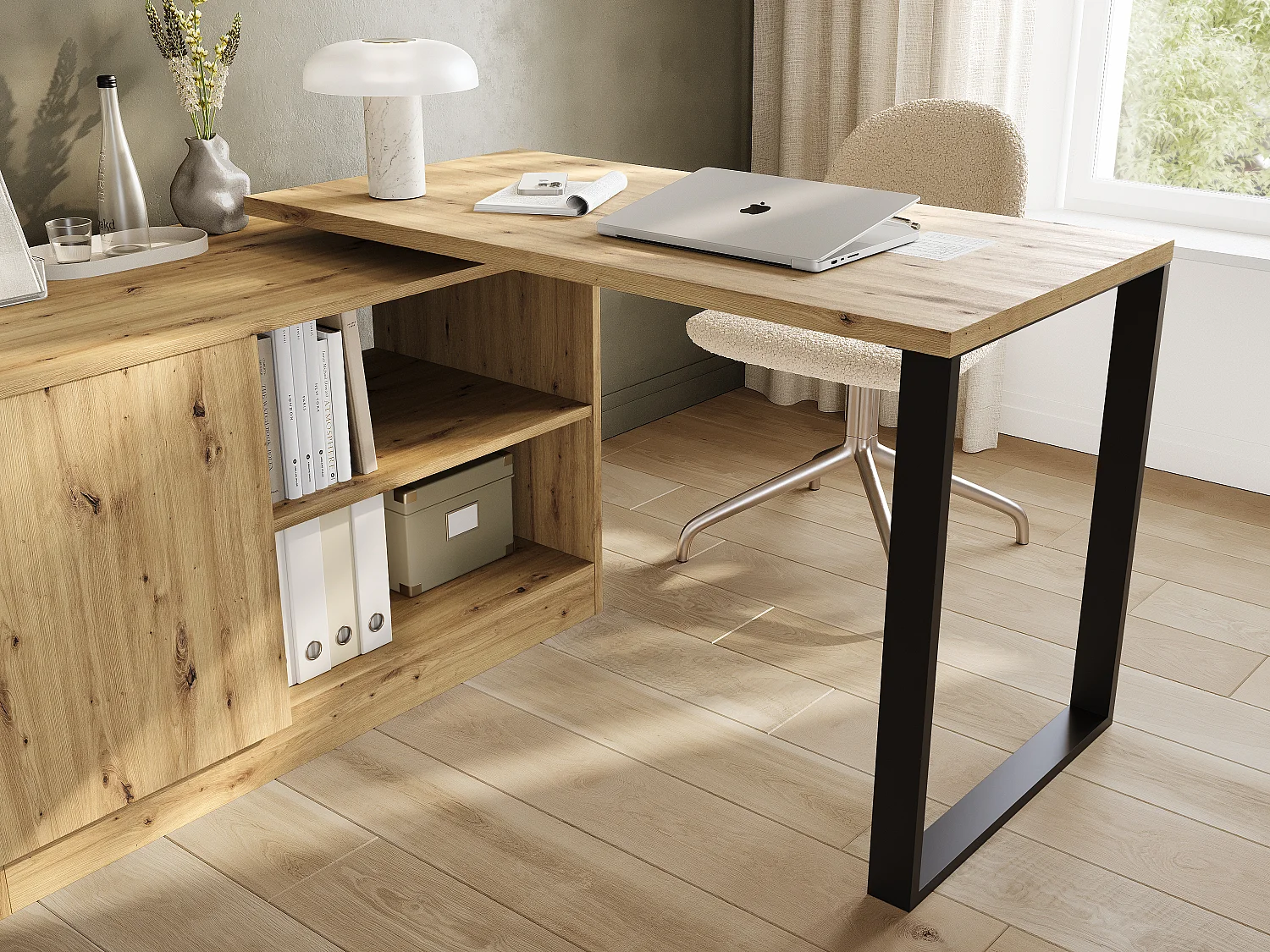 Scrivania Da Ufficio CLAIRE, Girevole, Legno, Nero - Foto 10