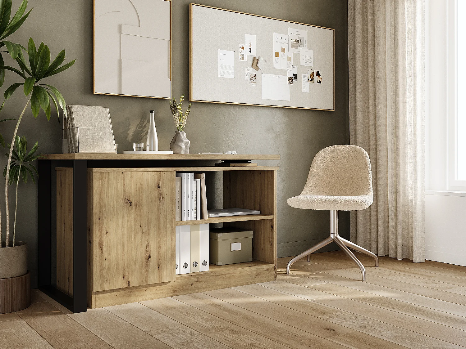 Bureau 360° draaibaar RIO – Multifunctionele 3-in-1 tafel: commode, hoekbureau en uitschuifbaar werkblad met 360° rotatie