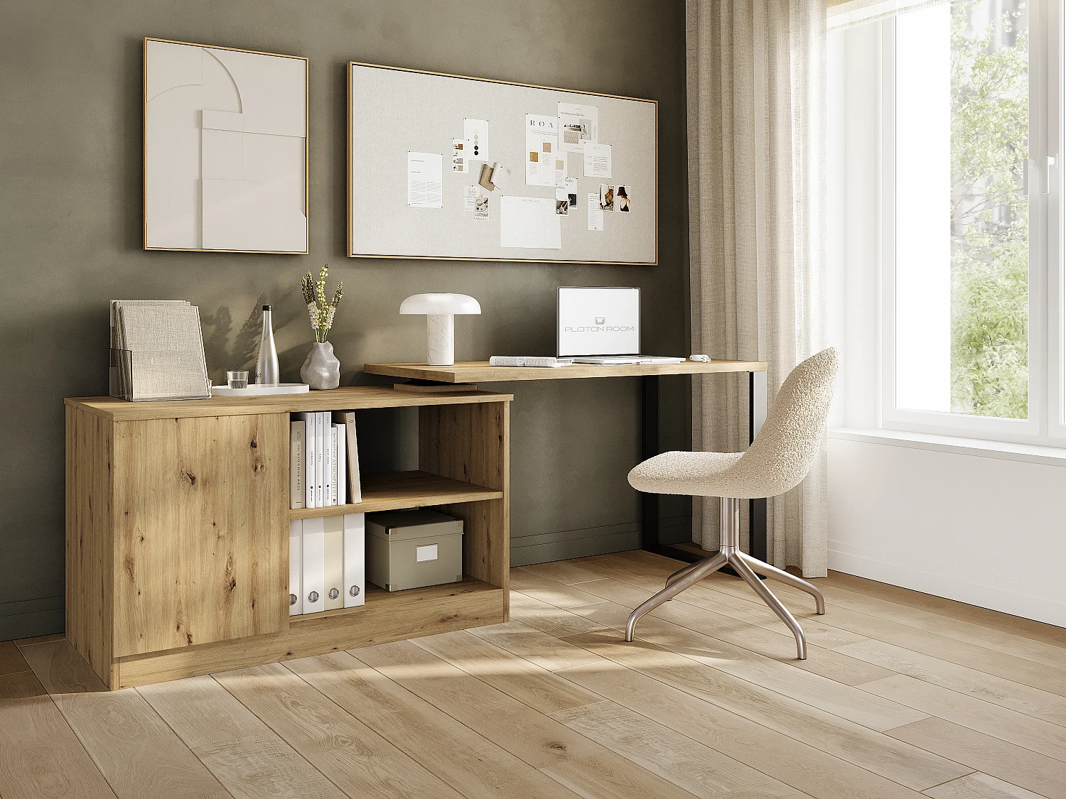 Bureau 360° draaibaar RIO – Multifunctionele 3-in-1 tafel: commode, hoekbureau en uitschuifbaar werkblad met 360° rotatie