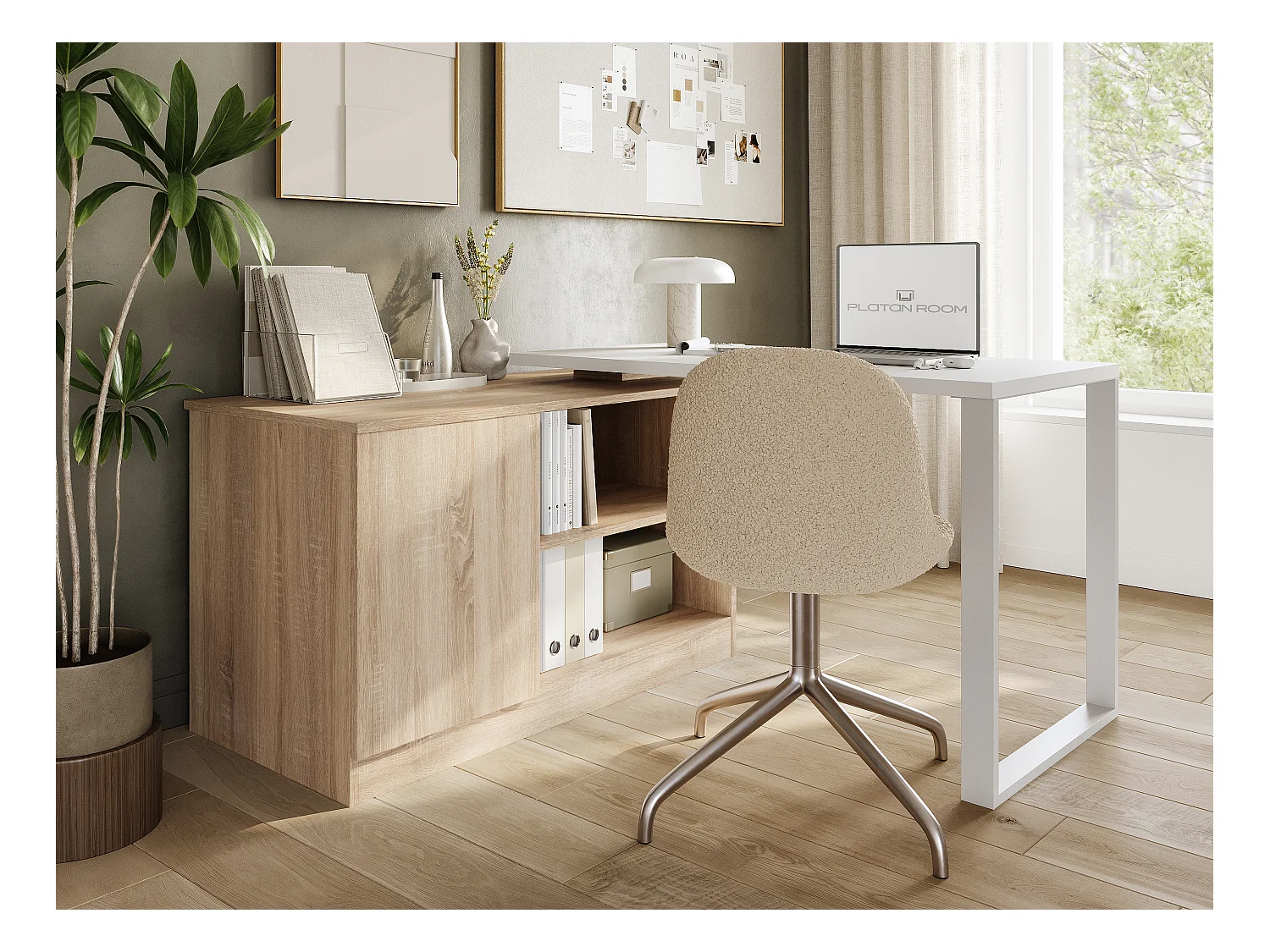 Bureau pivotant 360 RIO Table multifonction 3-en-1 – commode, bureau d’angle et plateau de travail extensible avec rotation à 360°