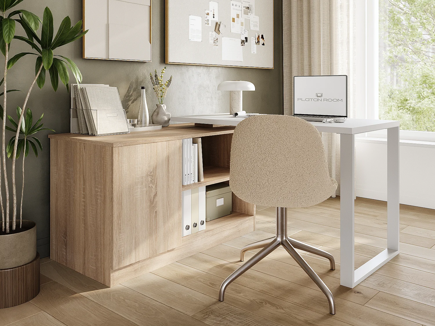 Schreibtisch 360° drehbar RIO – Multifunktionstisch 3-in-1: Kommode, Eckschreibtisch und ausziehbare Arbeitsplatte mit 360°-Drehung