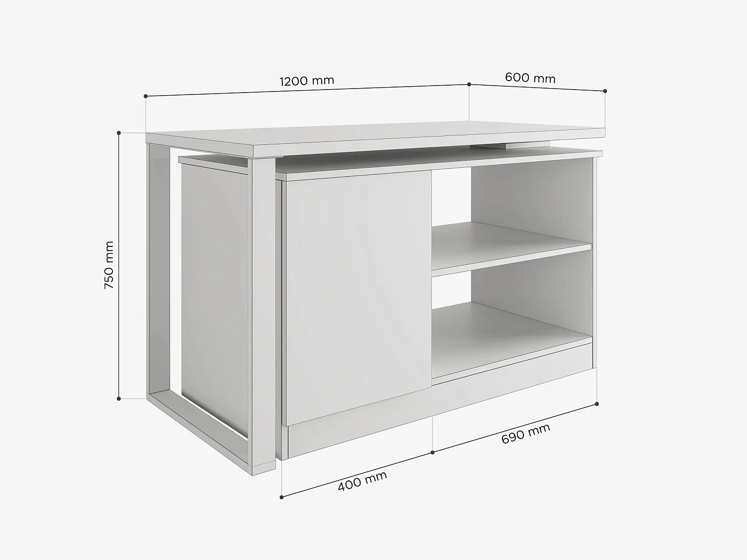 Schreibtisch 360° drehbar RIO – Multifunktionstisch 3-in-1: Kommode, Eckschreibtisch und ausziehbare Arbeitsplatte mit 360°-Drehung
