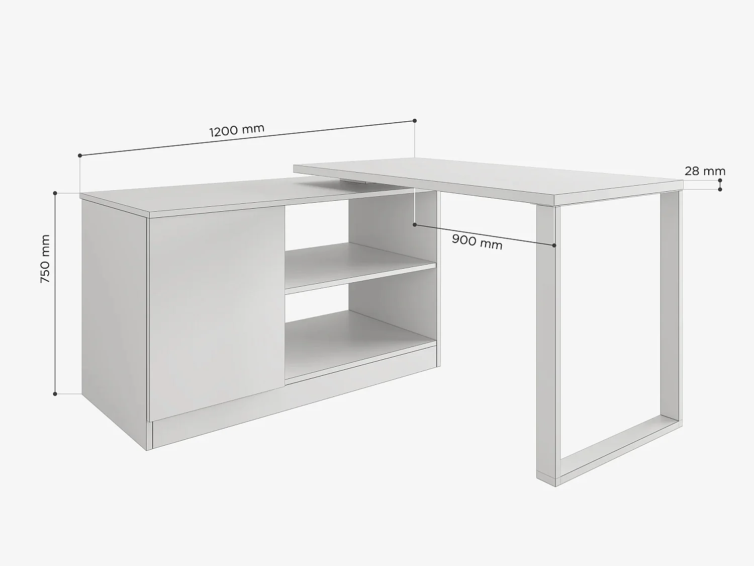 Schreibtisch 360° drehbar RIO – Multifunktionstisch 3-in-1: Kommode, Eckschreibtisch und ausziehbare Arbeitsplatte mit 360°-Drehung