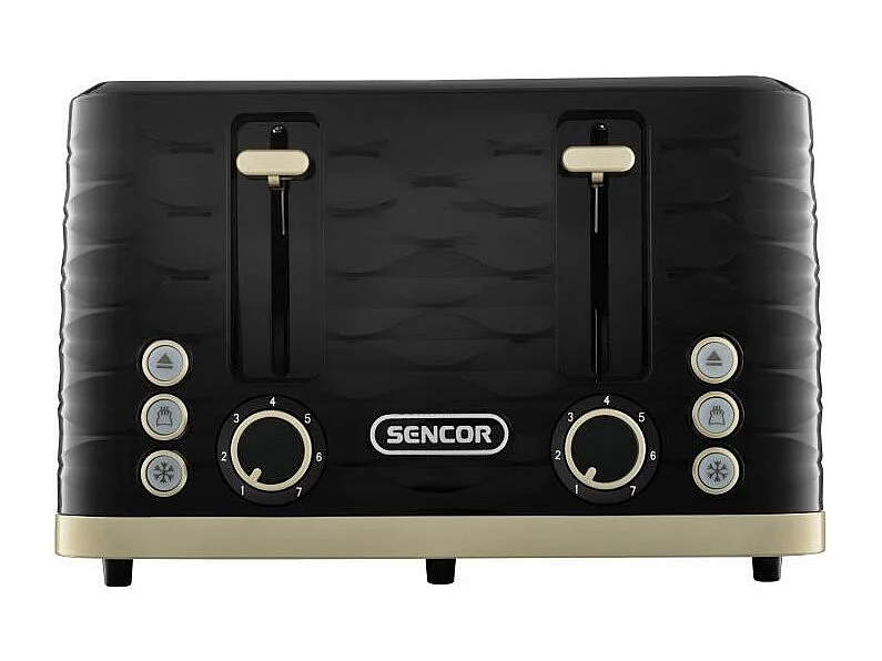 Grille-pain - SENCOR - STS 7551BK - 1600 W - 4 fentes - Noir / or