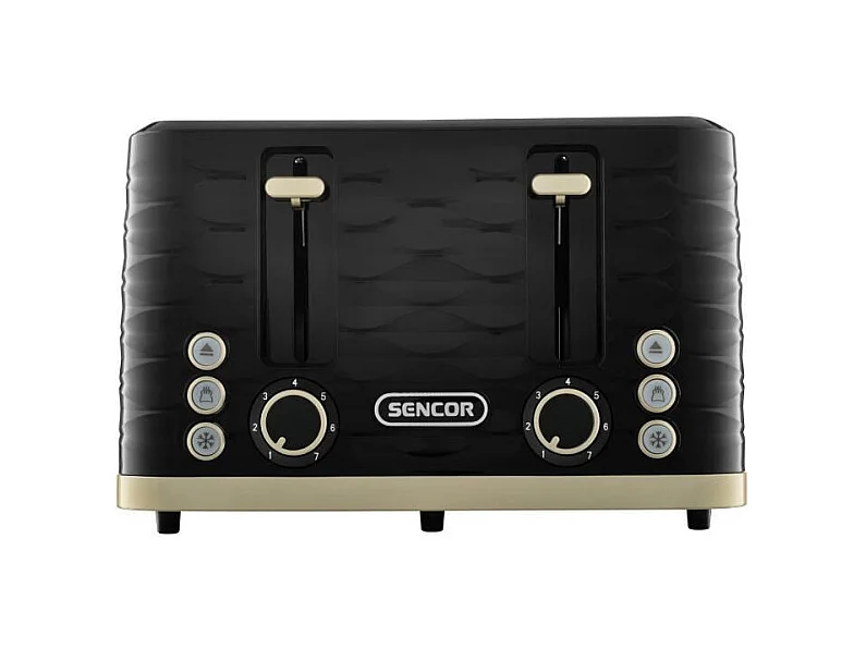 Grille-pain - SENCOR - STS 7551BK - 1600 W - 4 fentes - Noir / or