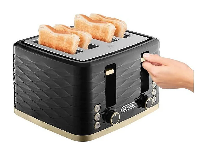 Grille-pain - SENCOR - STS 7551BK - 1600 W - 4 fentes - Noir / or