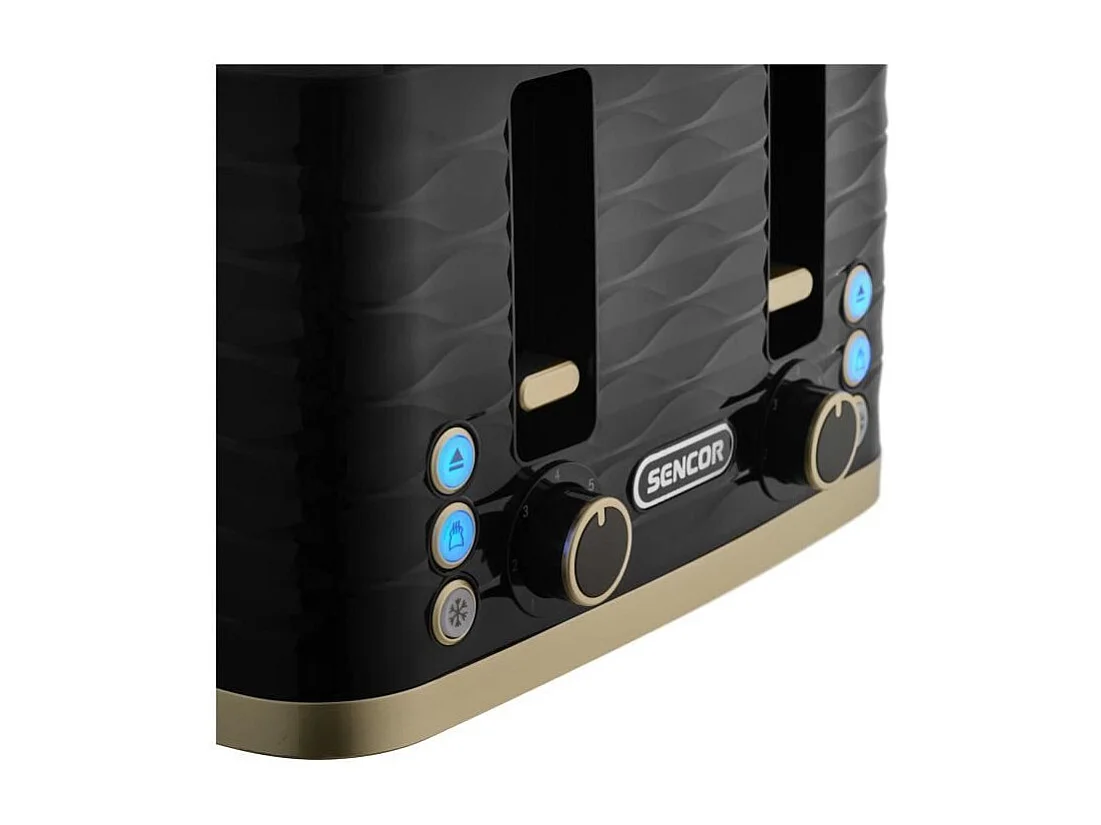 Grille-pain - SENCOR - STS 7551BK - 1600 W - 4 fentes - Noir / or