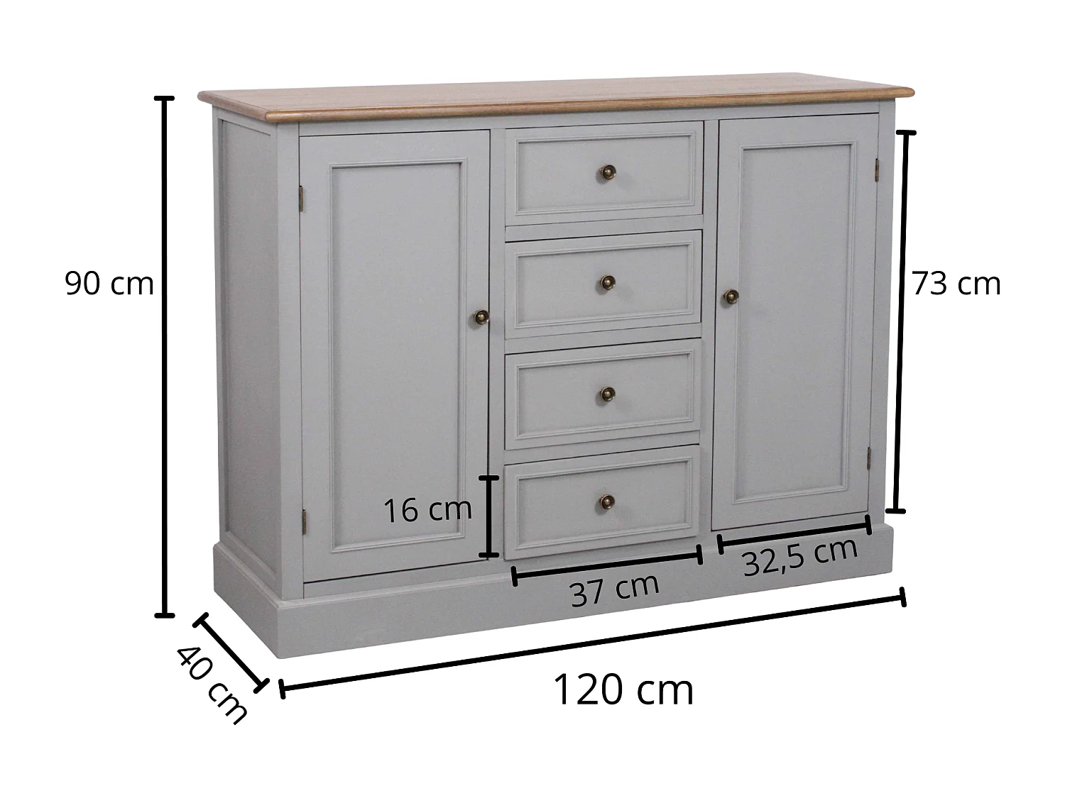 Credenza in legno di pino ed mdf “Vicenzo”