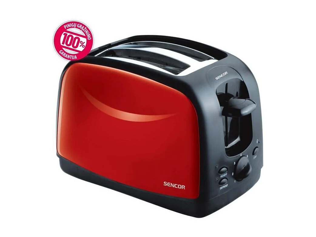 Grille-pain - SENCOR - STS 2652RD - 850 W - 2 fentes - Noir / Rouge