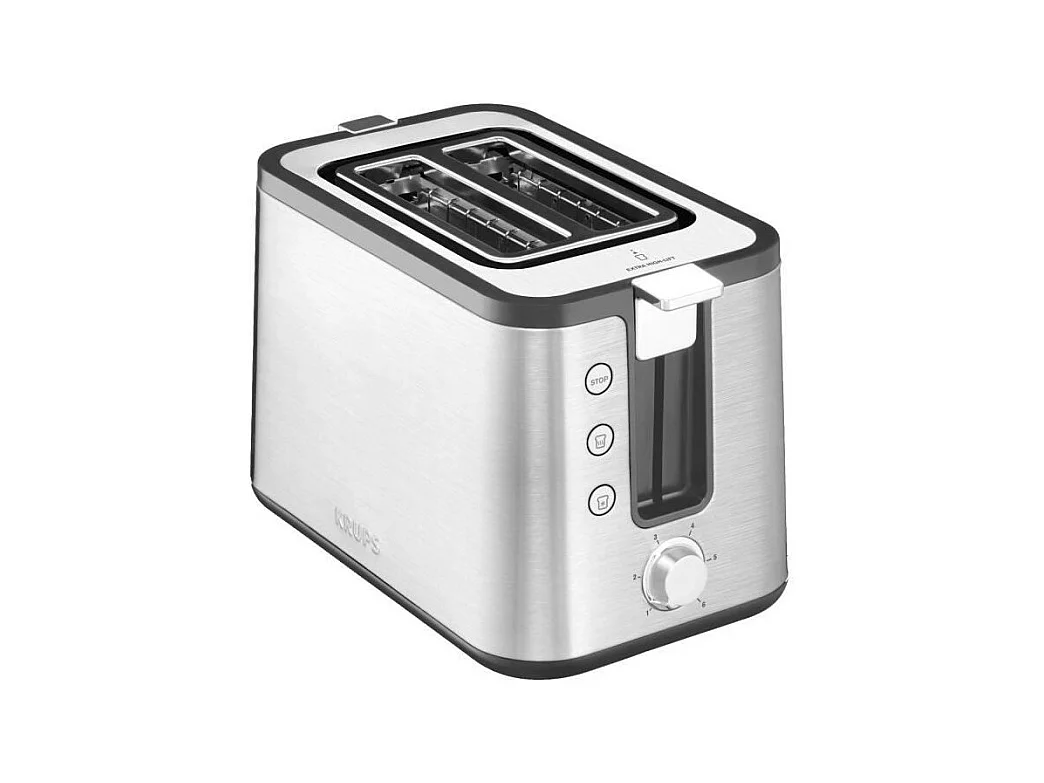 KRUPS KH442D10 Control Line Grille-pain inox, Toaster 2 fentes larges, Remontee extra haute, Fonctions rechauffage et decongelat