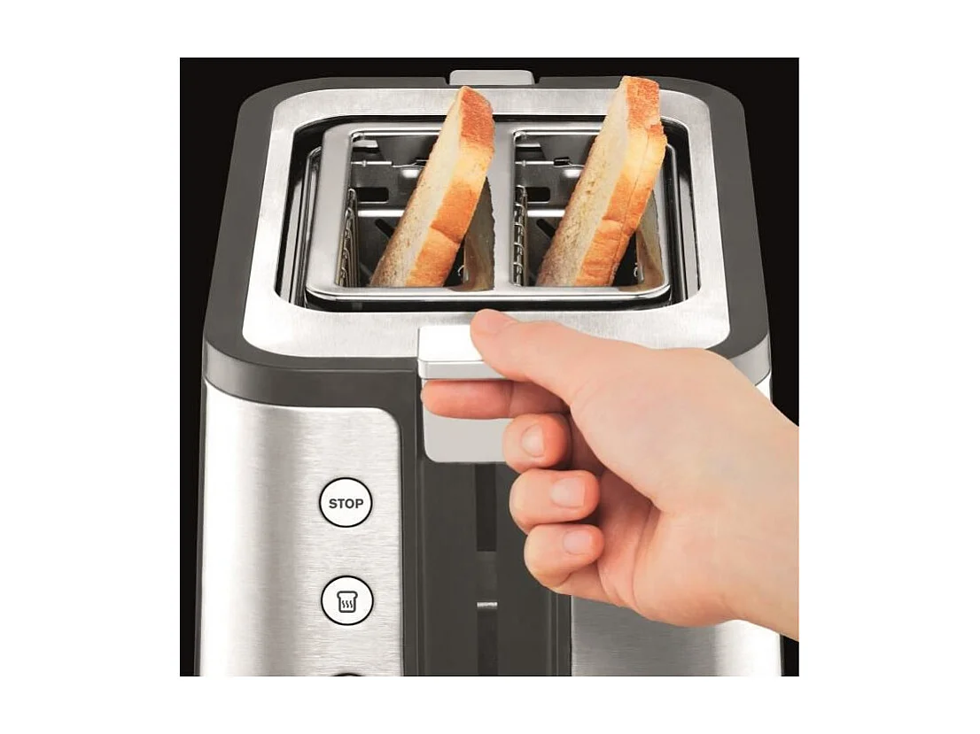 KRUPS KH442D10 Control Line Grille-pain inox, Toaster 2 fentes larges, Remontee extra haute, Fonctions rechauffage et decongelat