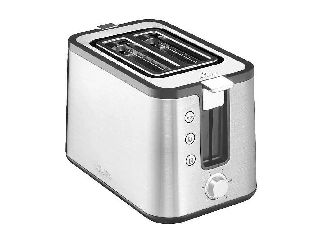 KRUPS KH442D10 Control Line Grille-pain inox, Toaster 2 fentes larges, Remontee extra haute, Fonctions rechauffage et decongelat