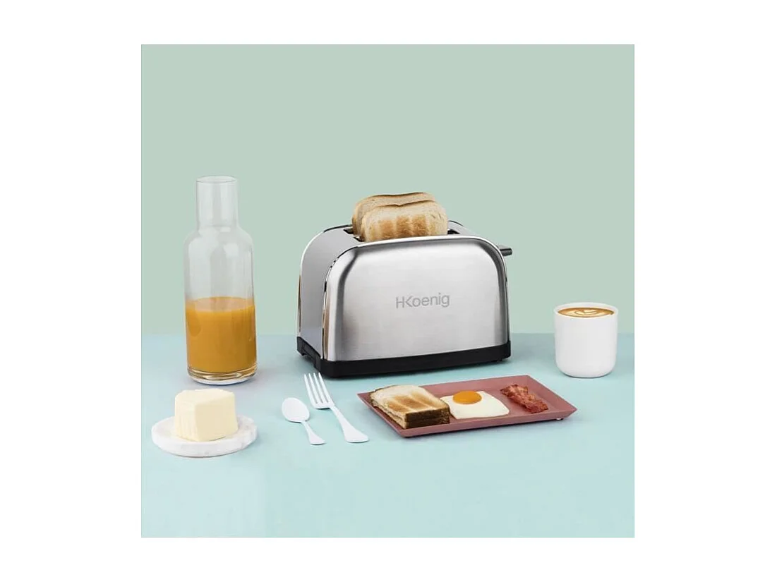 Grille-pain deux tranches - HKoeNIG - TOS7 - 850 W - Acier inoxydable
