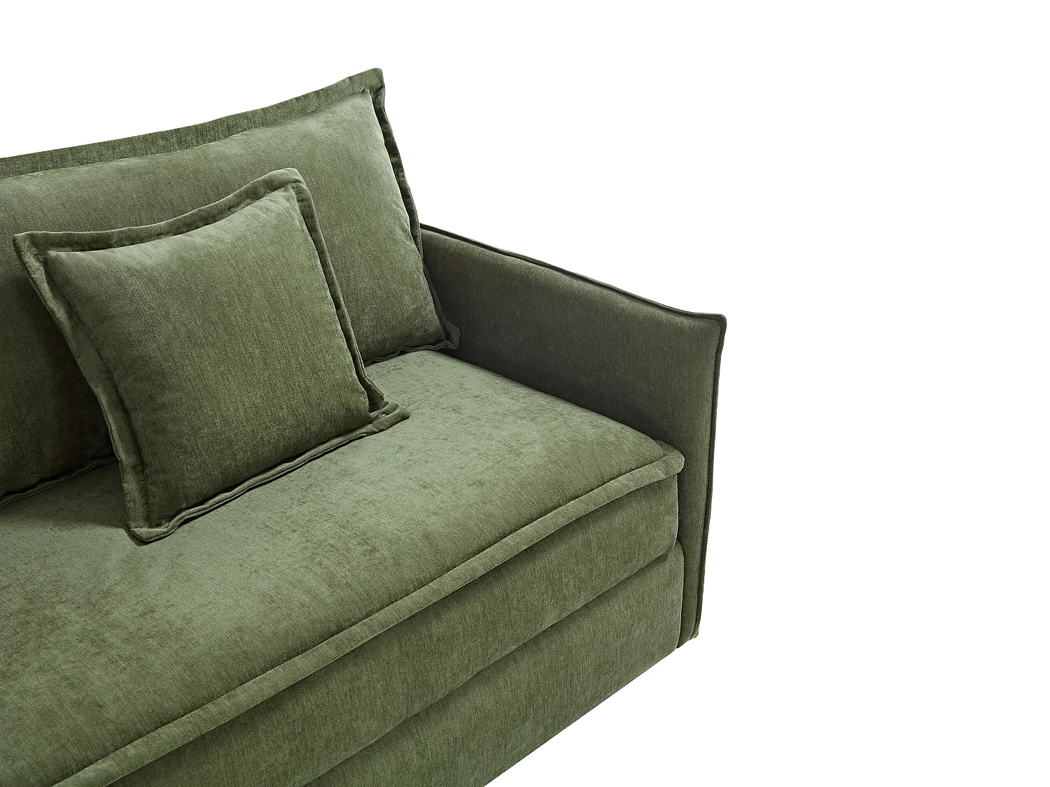 Canapé 3 places convertible en tissu vert kaki avec assise à mémoire de forme SERABA