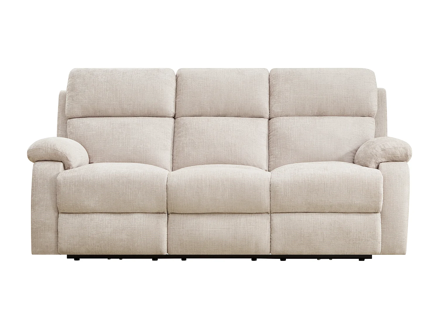 Canapé 3 places relax électrique massant en tissu chenille beige KOCENI