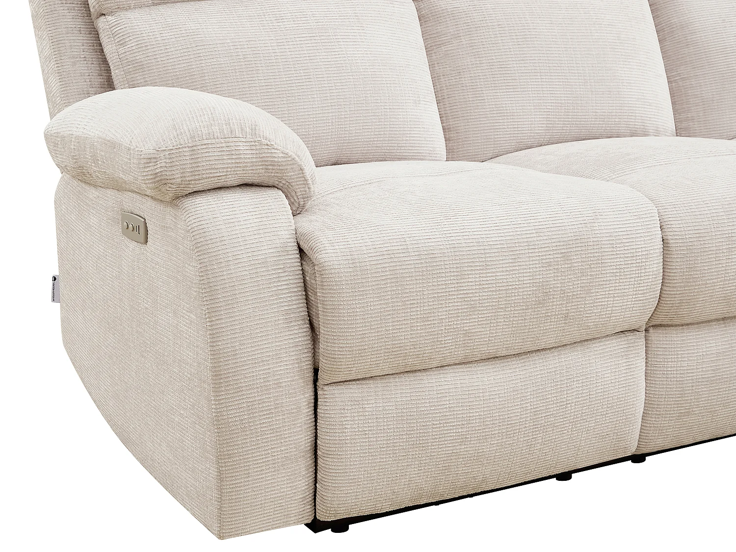 Canapé 3 places relax électrique massant en tissu chenille beige KOCENI