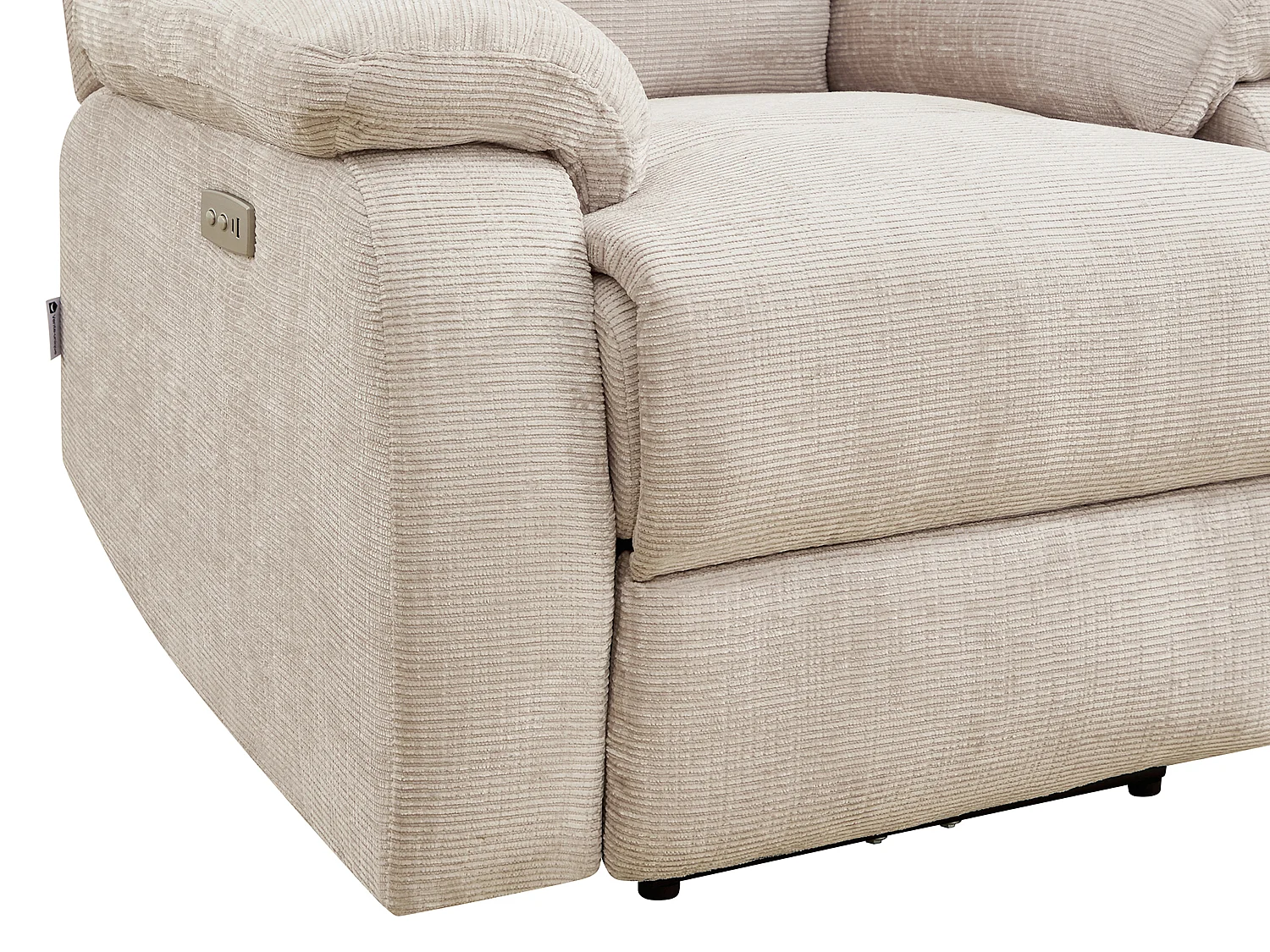 Fauteuil relax électrique massant en tissu chenille beige KOCENI