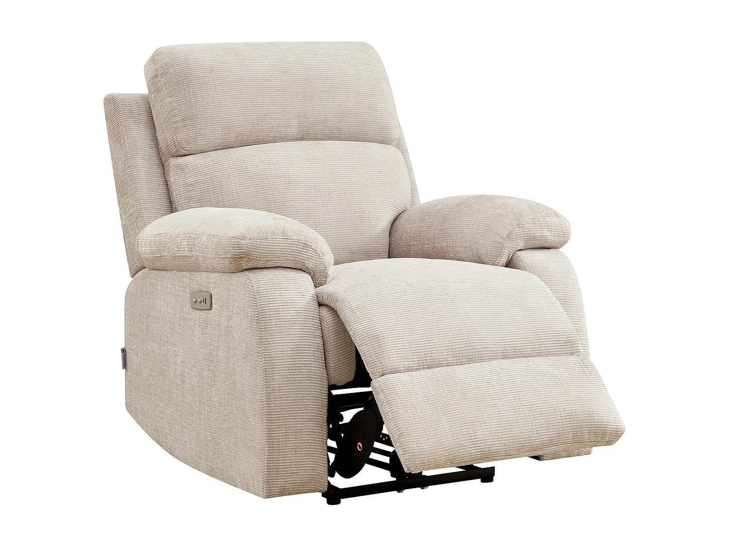 Fauteuil relax électrique massant en tissu chenille beige KOCENI