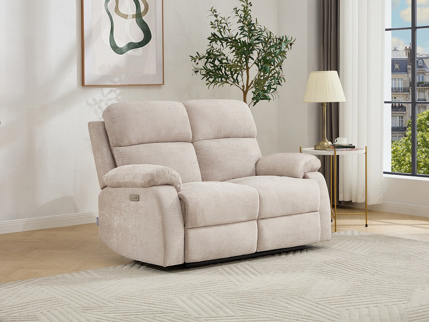 2-Sitzer-Sofa elektrisch mit Massagefunktion – Chenille-Stoff – Beige – KOC günstig online kaufen